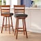 Flash Furniture Zerrick Commercial Wood Classic Ladderback Swivel Barstool w/Black LeatherSoft Seat, Antique Oak ES-UN3-29-OAK-GG - alternate 1